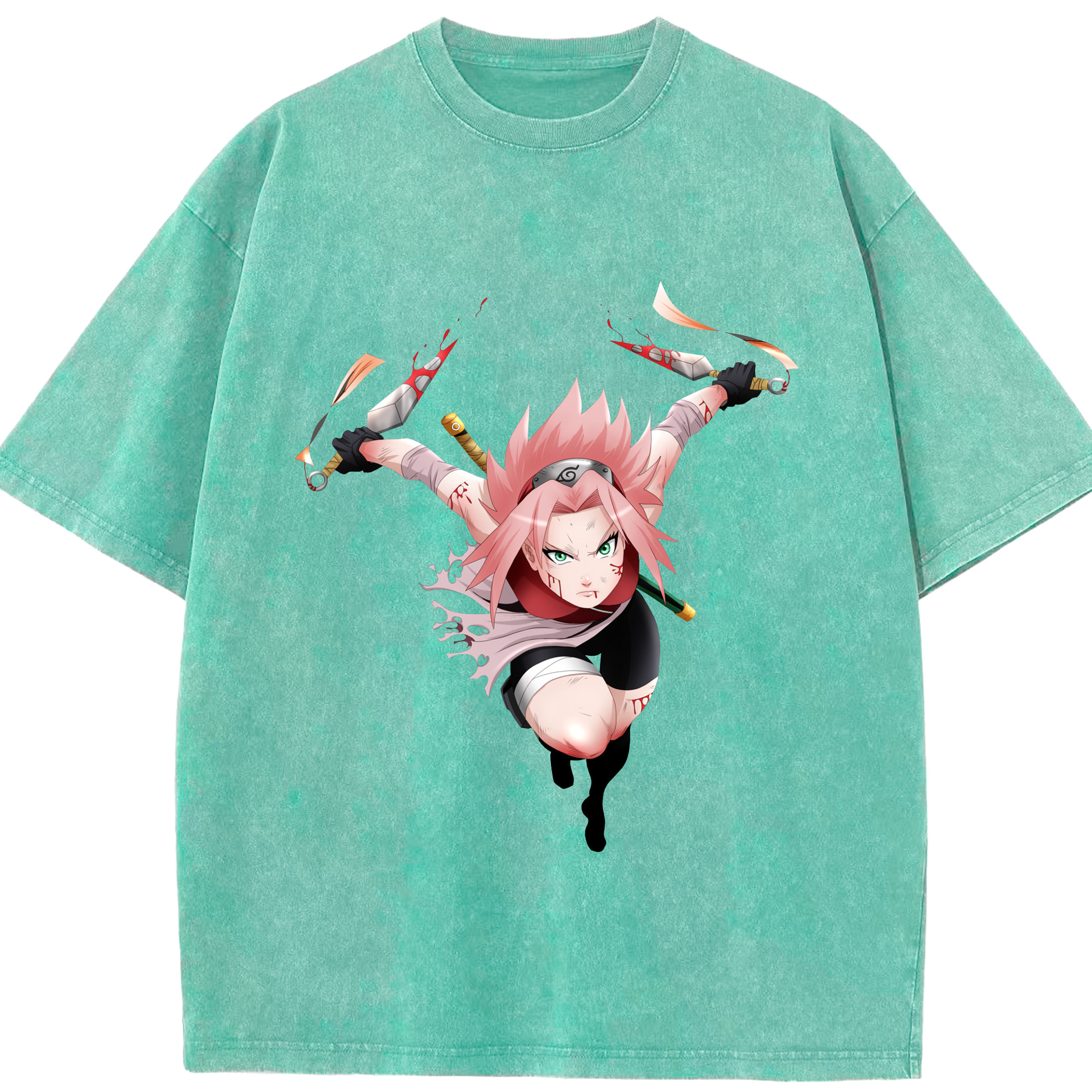 （画像用） NARUTO -ナルト- 春野サクラ Haruno Sakura 綿100% ヴィンテージ風 半袖Tシャツ（フロントプリント）